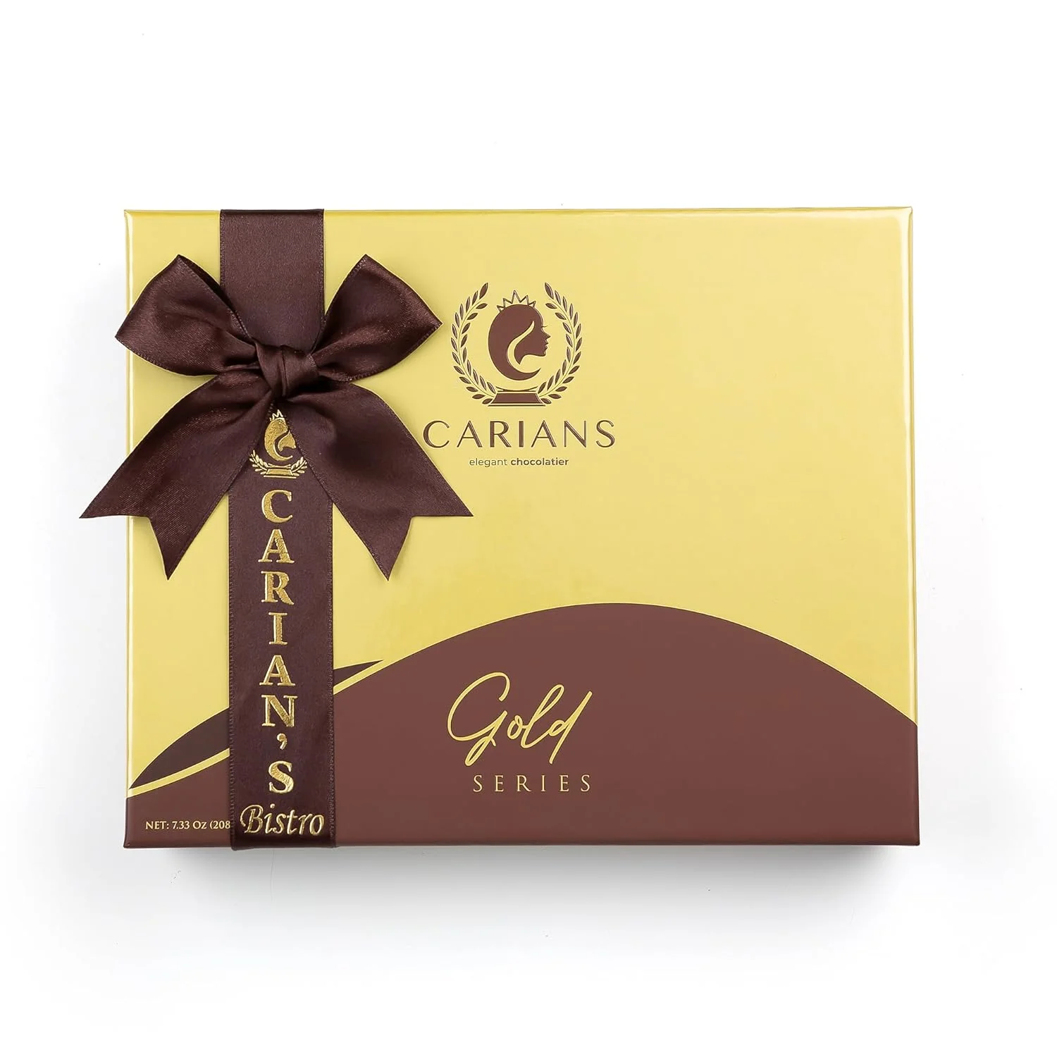 Carians Assorted Chocolate Gold Gift Box, Brown Ribbon - Image 4
