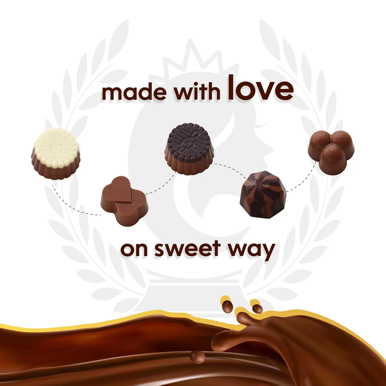 Carians Assorted Chocolate Gold Gift Box, Brown Ribbon - Image 5