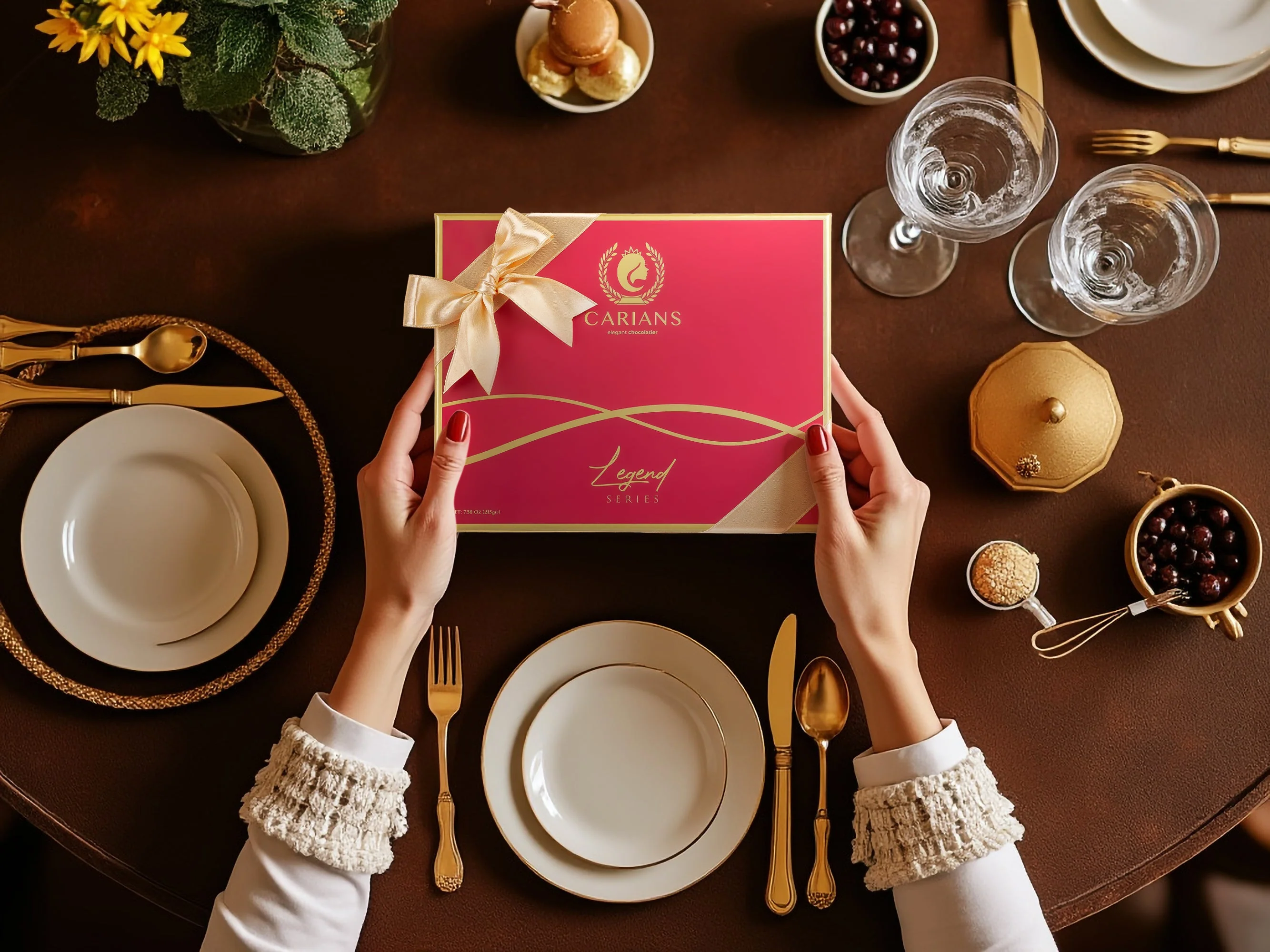 Carians Premium Chocolate Red Legend Gift Box, Gold Ribbon - Image 5