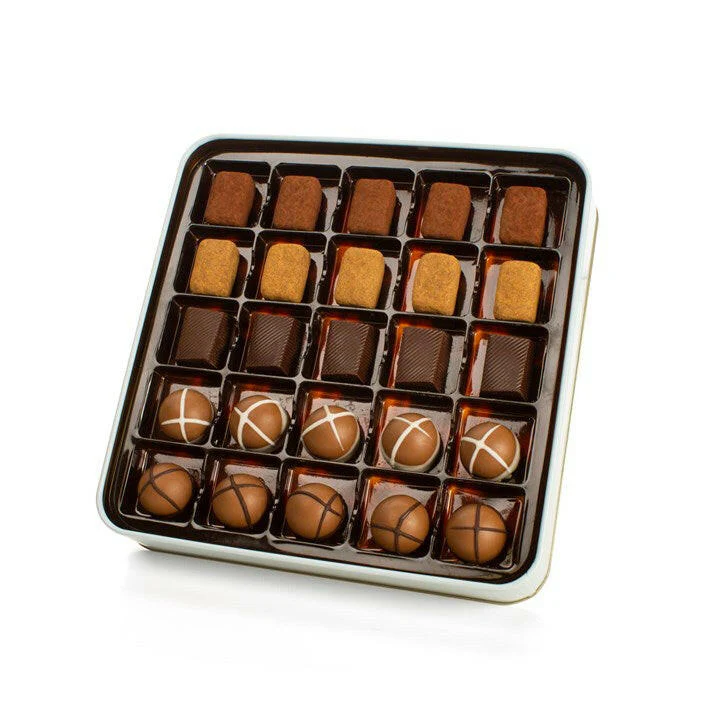 Retro Metal Chocolate Gift Box, Gold Ribbon - Image 4