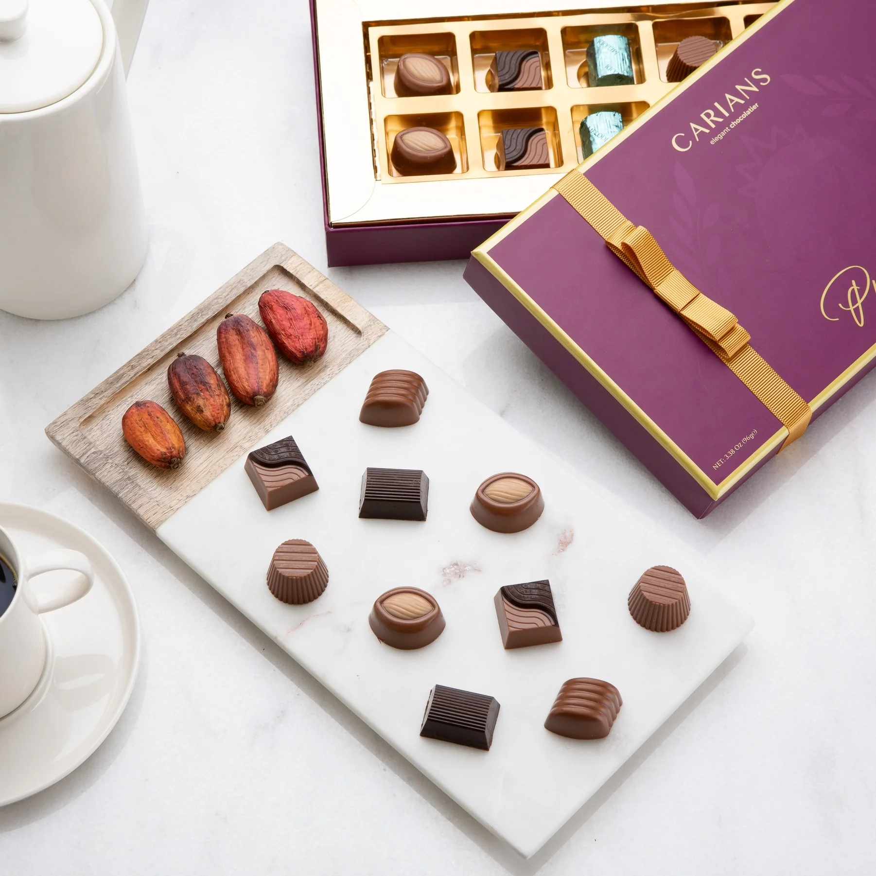 Carians Assorted Dark Chocolate Gift Basket in Dark Chocolate Varieties, Gold Ribbon - Image 4